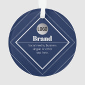 Your Logo & Customizable Modern Design | Navy Blue Ornament (Rückseite)