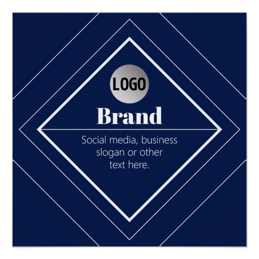 Your Logo & Customizable Modern Design | Navy Blue Poster (Vorderseite)