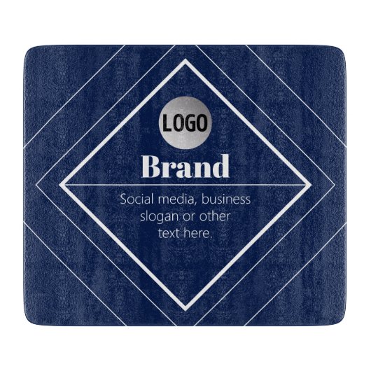 Your Logo & Customizable Modern Design | Navy Blue Schneidebrett (Vorderseite)