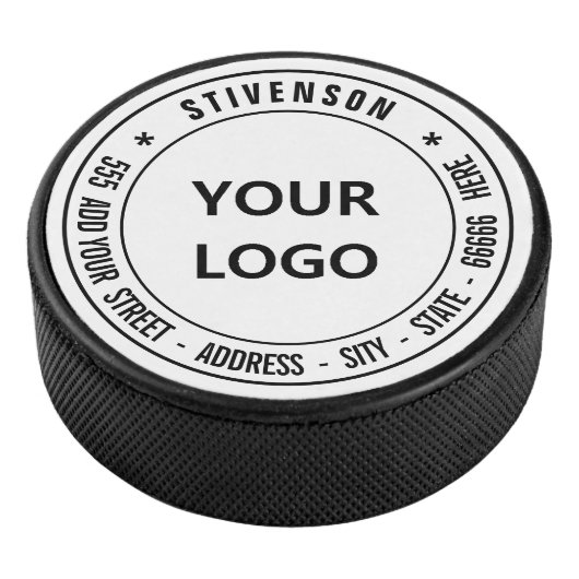 Your Logo Family Name and Address or Custom Text Eishockey Puck (3/4)