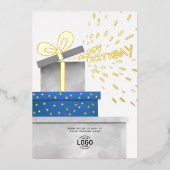 Your Logo Fun Grey Gifts Corporate Happy Birthday Folieneinladung (Vorderseite)