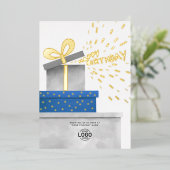 Your Logo Fun Grey Gifts Corporate Happy Birthday Folieneinladung (Stehend vorne)