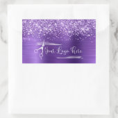 Your Logo Glittery Amethyst Glam Rechteckiger Aufkleber (Tasche)