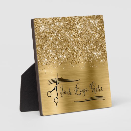Your Logo Glittery Gold Glam Fotoplatte (Vorderseite)