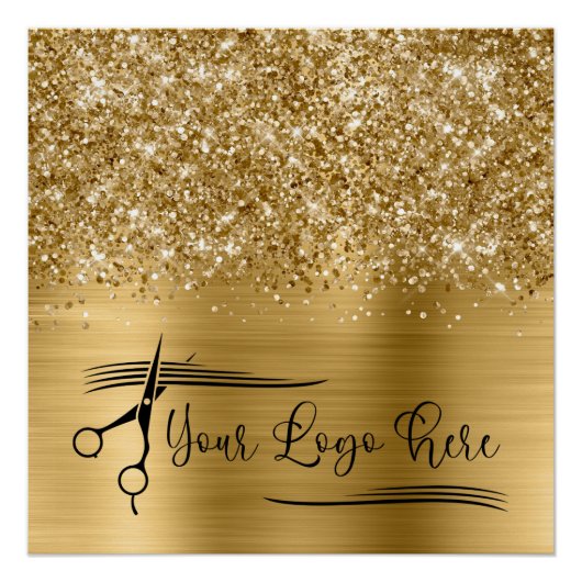Your Logo Glittery Gold Glam Poster (Vorderseite)
