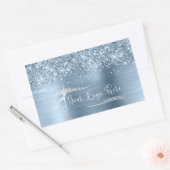Your Logo Glittery Light Blue Glam Rechteckiger Aufkleber (Umschlag)