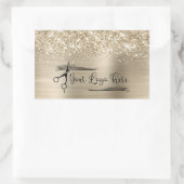 Your Logo Glittery Pale Gold Glam Rechteckiger Aufkleber (Tasche)