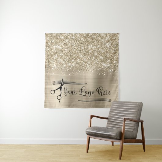 Your Logo Glittery Pale Gold Glam Wandteppich (Beispiel)