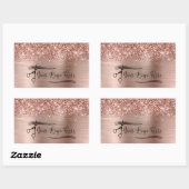 Your Logo Glittery Rose Gold Glam Rechteckiger Aufkleber (Blatt)