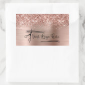 Your Logo Glittery Rose Gold Glam Rechteckiger Aufkleber (Tasche)