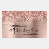 Your Logo Glittery Rose Gold Glam Rechteckiger Aufkleber (Vorderseite)