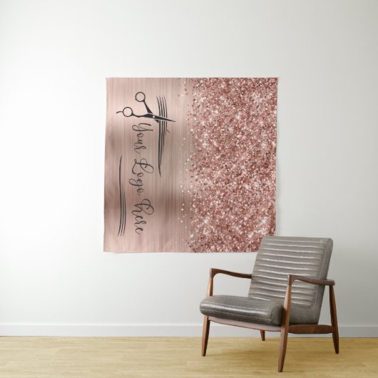 Your Logo Glittery Rose Gold Glam Wandteppich (Beispiel (Horizontal))