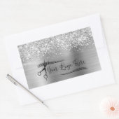 Your Logo Glittery Silver Glam Rechteckiger Aufkleber (Umschlag)