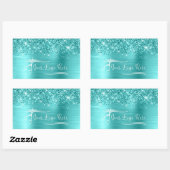 Your Logo Glittery Turquoise Blue Glam Rechteckiger Aufkleber (Blatt)