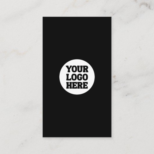 Your Logo Here Black Modern | Simple QR Code Visitenkarte (Rückseite)