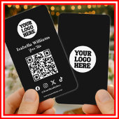 Your Logo Here Black Modern | Simple QR Code Visitenkarte