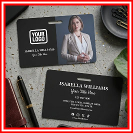 Your Logo Here Modern Black Photo Staff Name Ausweis