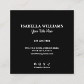 Your Logo Here Simple Modern Black Website QR Code Quadratische Visitenkarte (Rückseite)