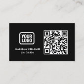 Your Logo Here Simple Modern Black Website QR Code Visitenkarte (Vorderseite)