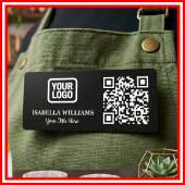 Your Logo Here Simple Modern Minimal Black QR Code Namensschild