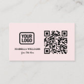 Your Logo Here Simple Modern Minimal Pink QR Code Visitenkarte (Vorderseite)