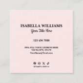 Your Logo Here Simple Modern Pink Website QR Code Quadratische Visitenkarte (Rückseite)
