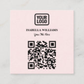 Your Logo Here Simple Modern Pink Website QR Code Quadratische Visitenkarte (Vorderseite)