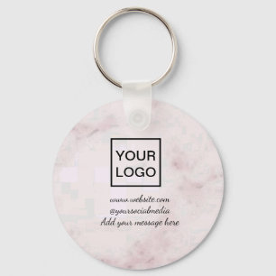 Your logo here white simple minimal PINK MARBLE    Schlüsselanhänger