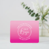 Your Logo Light and Hot Pink Ombre Dankeskarte (Stehend Vorderseite)