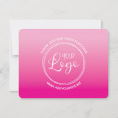 Your Logo Light and Hot Pink Ombre Dankeskarte (Vorderseite)