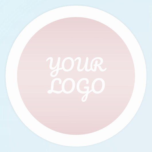 Your Logo & Modern Blush Pink Ombre White Border Runder Aufkleber