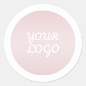 Your Logo & Modern Blush Pink Ombre White Border Runder Aufkleber (Vorderseite)