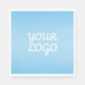 Your Logo & Modern Simple Ombre | Light Blue Serviette (Vorderseite)