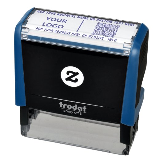 Your Logo or Photo Text and QR Code Stamp Example Permastempel (Produkt)