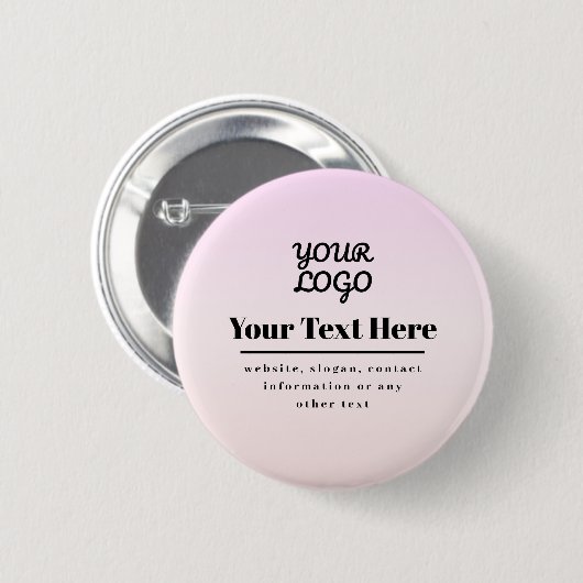 Your Logo & Text | Pink & Peach Ombre Button (Vorne & Hinten)