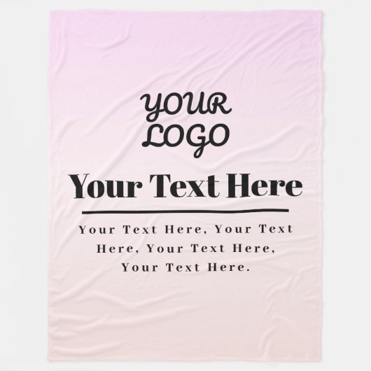 Your Logo & Text | Pink & Peach Ombre Fleecedecke (Vorderseite)