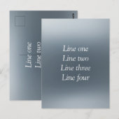 Your message here gray blue metallic background te postkarte (Vorne/Hinten)