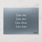 Your message here gray blue metallic background te postkarte (Rückseite)