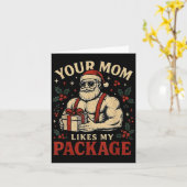 Your Mom Likes My Package Funny Santa Christmas  Karte (Gelbe Blume)