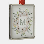 Your Monogram & Name in Flower Frame ornament Aus Metall (Rechts)