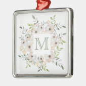 Your Monogram & Name in Flower Frame ornament Aus Metall (Links)