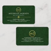 Your Monogram On Luxurious Green Grunge Visitenkarte (Vorne/Hinten)