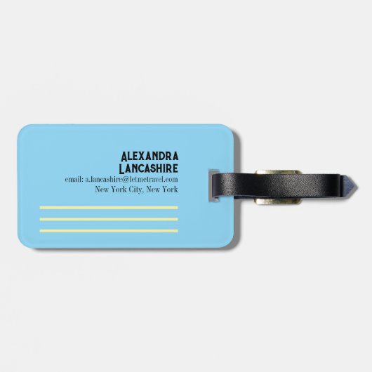 Your Monogram Style Blue and Yellow Gepäckanhänger (Rückseite horizontal)