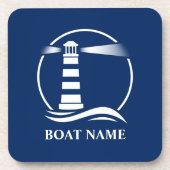 Your Name Anchor with Classic Lighthouse Navy Blue Getränkeuntersetzer (Vorderseite)