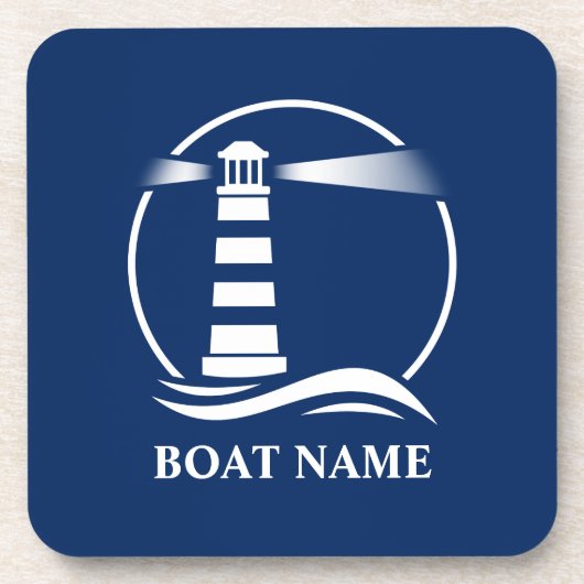 Your Name Anchor with Classic Lighthouse Navy Blue Getränkeuntersetzer (Vorderseite)