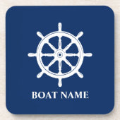 Your Name Anchor with Ships Wheel Getränkeuntersetzer (Vorderseite)