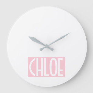 Your Name Bold White Text on Light Pink Große Wanduhr