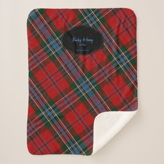 YOUR Name & Date MacLean Scottish Clan Tartan Sherpadecke (Vorderseite)