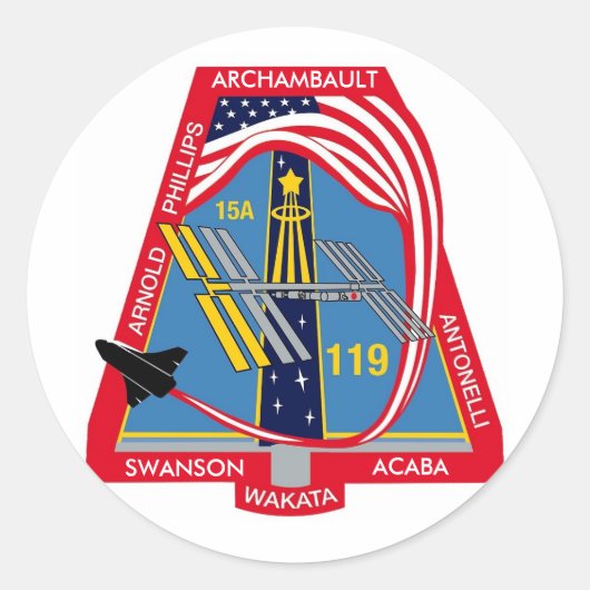 YOUR_NAME_HERE STS-119-Logo Runder Aufkleber (Vorderseite)