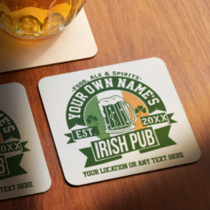 Your Name Irish Pub   Personalized St Patricks Day Rechteckiger Pappuntersetzer